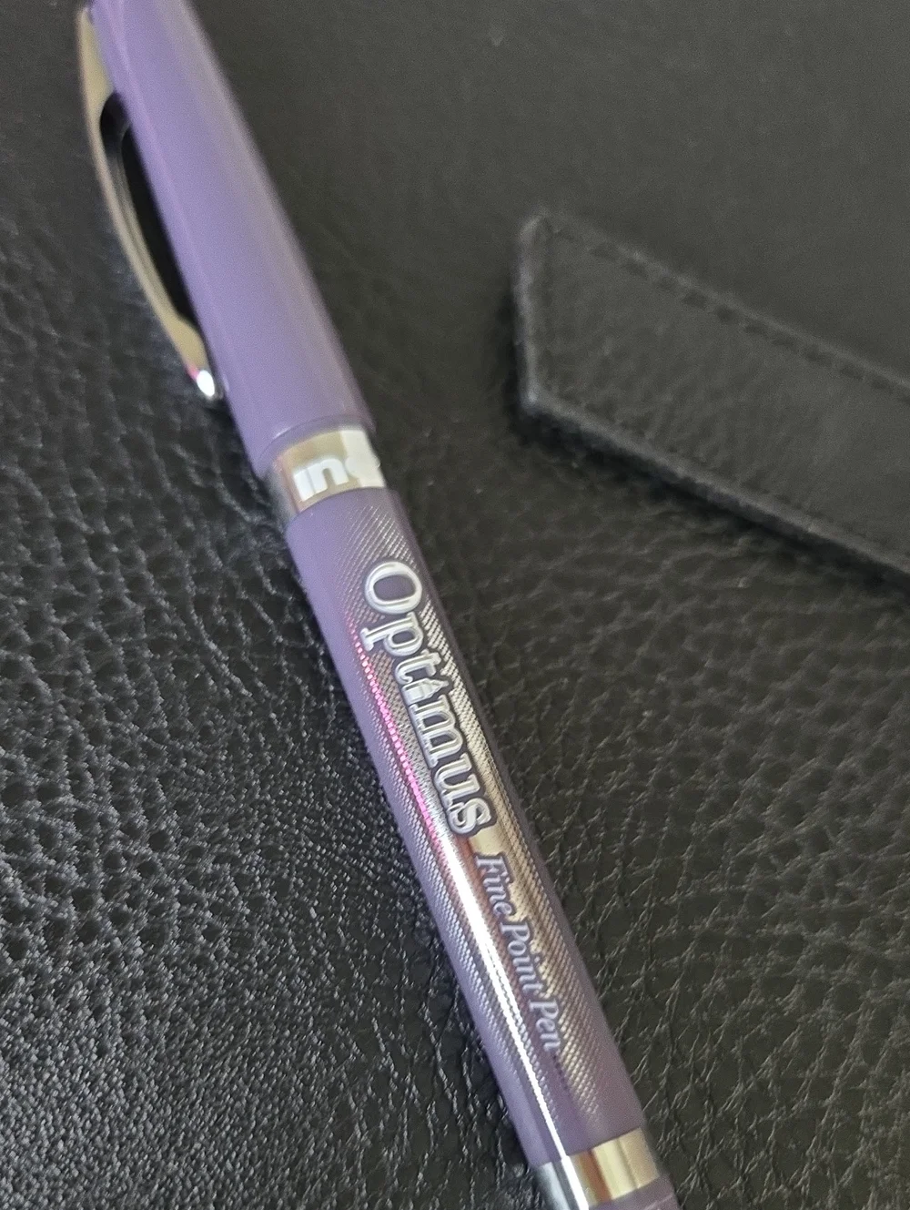 Black Faux Leather Planner with Purple Pen And Manage Time Pink Notebook